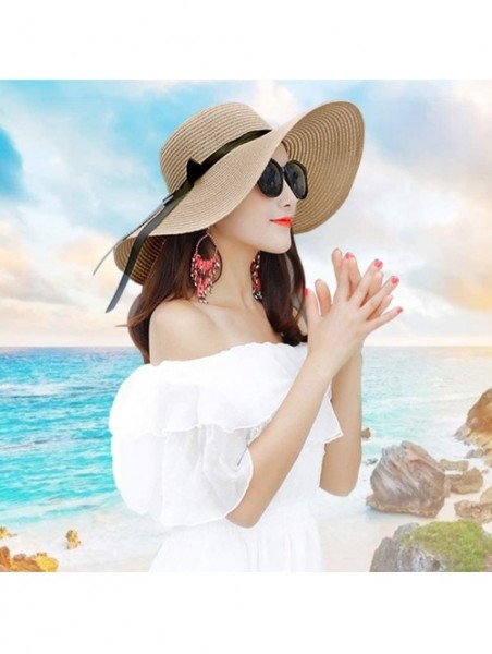 Sun Hats Women Summer Beach Sun Hats Floppy Packable Hat for Women Lace Straw Hats Wide Brim Hat UV UPF Sun Protection - CG19...