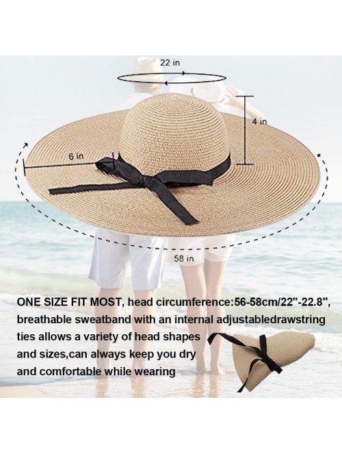 Sun Hats Women Summer Beach Sun Hats Floppy Packable Hat for Women Lace Straw Hats Wide Brim Hat UV UPF Sun Protection - CG19...