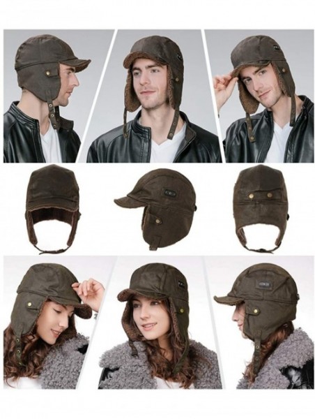 Bomber Hats Unisex Aviator Hat Winter Trapper Bomber Faux Fur Pilot Costume Trooper Cap 56-62cm - 88115-brown - C618A60MRM9 $...