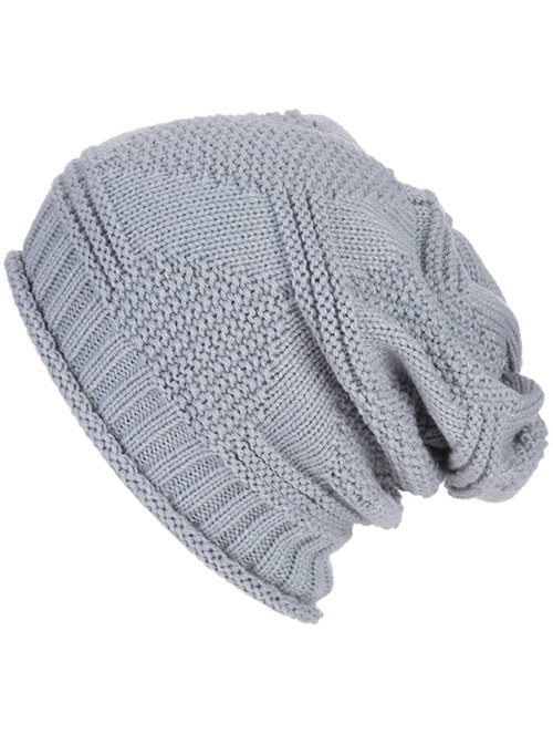 Skullies & Beanies Womens Knit Cap Baggy Warm Crochet Winter Wool Ski Beanie Skull Slouchy Hat - Gray--a - CG18IE2AQCT $12.70