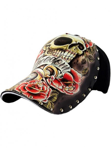 Skullies & Beanies Punk Rock Cap Hip Hop Hats for Men/Women Baseball Cap Skull Beanie - Skull Rose - CU180GR6O3N $24.14