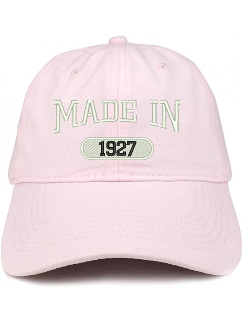 Baseball Caps Made in 1927 Embroidered 93rd Birthday Brushed Cotton Cap - Light Pink - C418C96GXXW $25.07