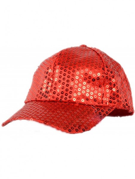 Baseball Caps Women Men Shining Sequin Baseball Hat Sequined Glitter Dance Party Cap Clubwear - Red - C11825766H6 $13.18