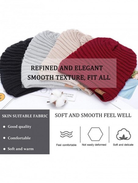 Skullies & Beanies Knitted Beanie Hats - Women Winter Warm Hat Slouchy Chunky Soft Stretch Cabel Knit Beanie Hat for Women - ...