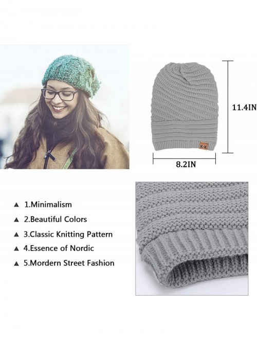 Skullies & Beanies Knitted Beanie Hats - Women Winter Warm Hat Slouchy Chunky Soft Stretch Cabel Knit Beanie Hat for Women - ...