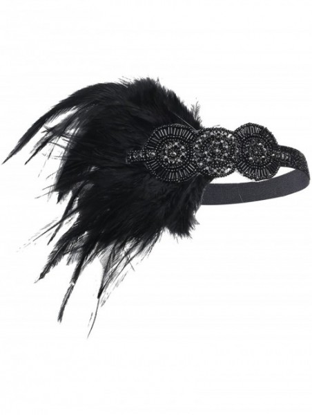 Headbands 1920s Flapper Headpiece 20s Gatsby Feather Headband 1920s Accessories - Black - CE183CI3SG3 $15.75