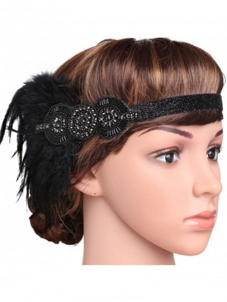 Headbands 1920s Flapper Headpiece 20s Gatsby Feather Headband 1920s Accessories - Black - CE183CI3SG3 $15.75