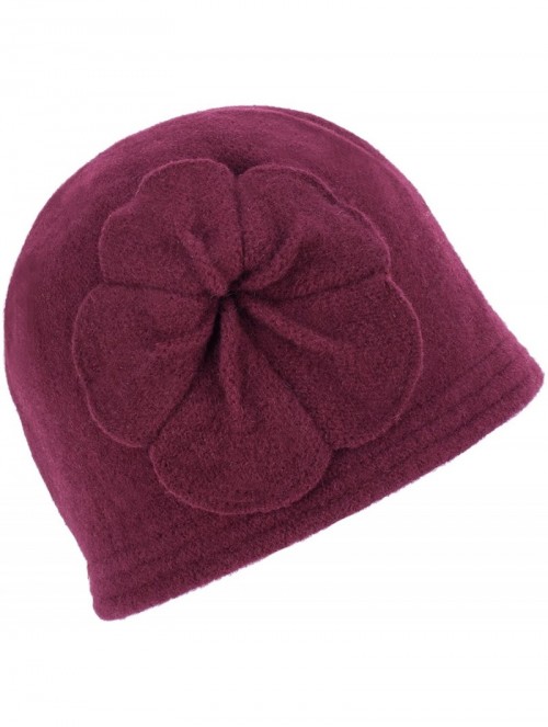 Bucket Hats Womens Gatsby 1920s Winter Wool Cap Beret Beanie Bucket Floral Hat A289 - Wine - C012642THMV $18.80