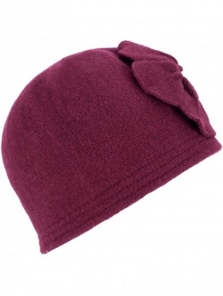 Bucket Hats Womens Gatsby 1920s Winter Wool Cap Beret Beanie Bucket Floral Hat A289 - Wine - C012642THMV $18.80