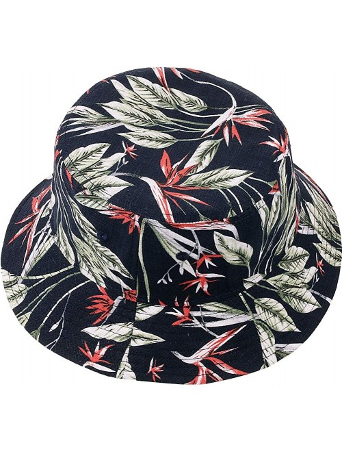 Bucket Hats Unisex Fashion Floral Print Bucket Hat 100% Cotton Packable Fishermen Cap Outdoor Sun Hat - Leaf-black - C718U0H6...