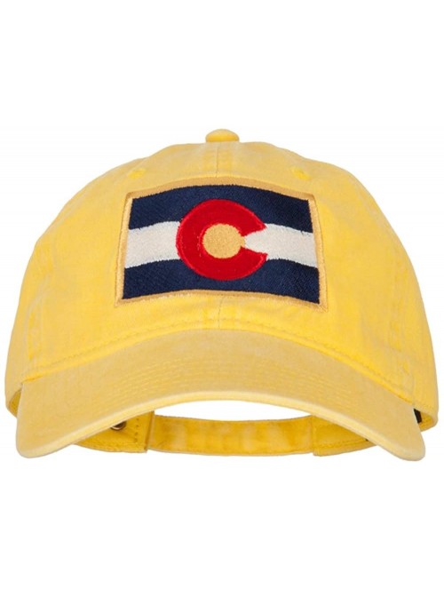 Baseball Caps Colorado State Flag Embroidered Washed Buckle Cap - Yellow - C318X5HXDRI $31.39