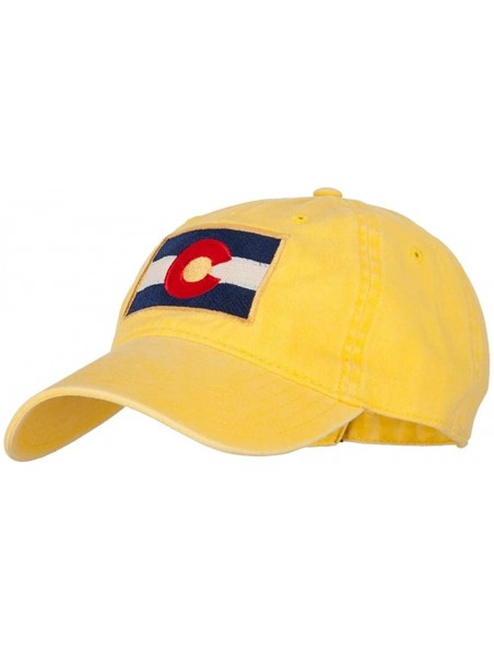 Baseball Caps Colorado State Flag Embroidered Washed Buckle Cap - Yellow - C318X5HXDRI $31.39