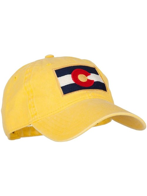 Baseball Caps Colorado State Flag Embroidered Washed Buckle Cap - Yellow - C318X5HXDRI $31.39