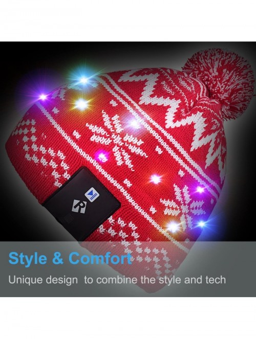 Skullies & Beanies Light Up Beanie Hat Stylish Unisex LED Knit Cap for Indoor and Outdoor - A-lb005-red-string - CW186LLEYND ...