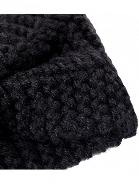 Cold Weather Headbands Women Winter Chunky Cable Knit Turban Headband Hairband Ski Hat Ear Warmer Head Wrap - 1 Black - CS12O...