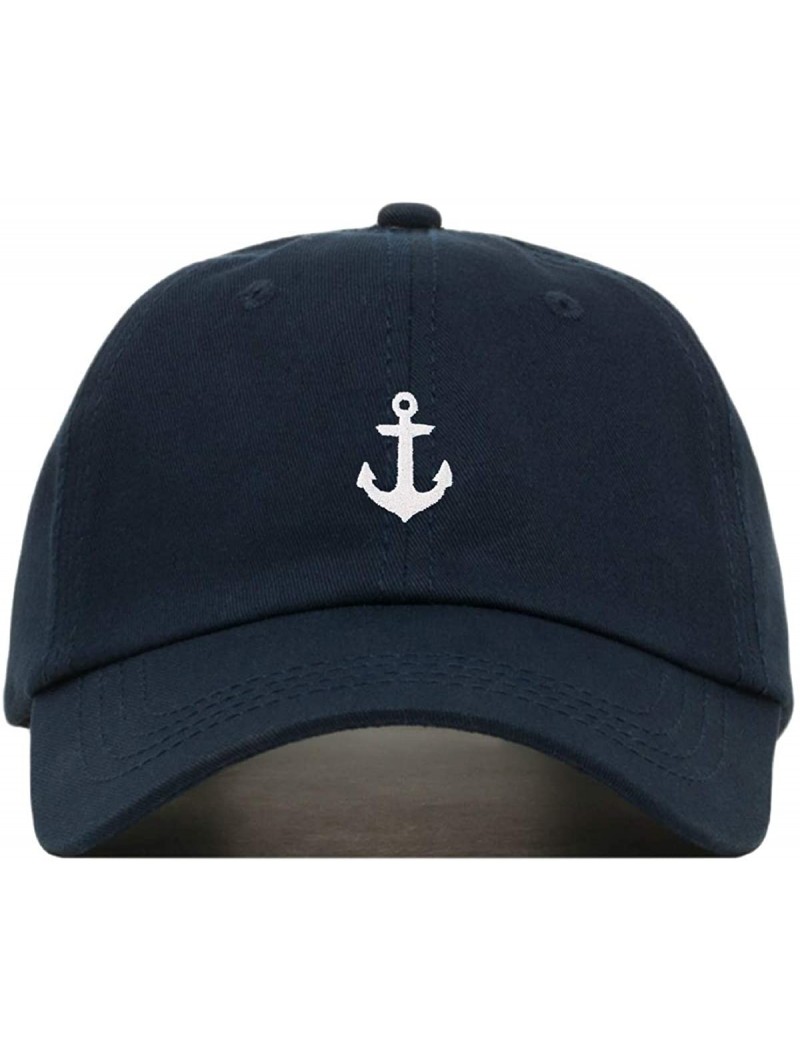 Baseball Caps Anchor Baseball Hat- Embroidered Dad Cap- Unstructured Soft Cotton- Adjustable Strap Back (Multiple Colors) - C...