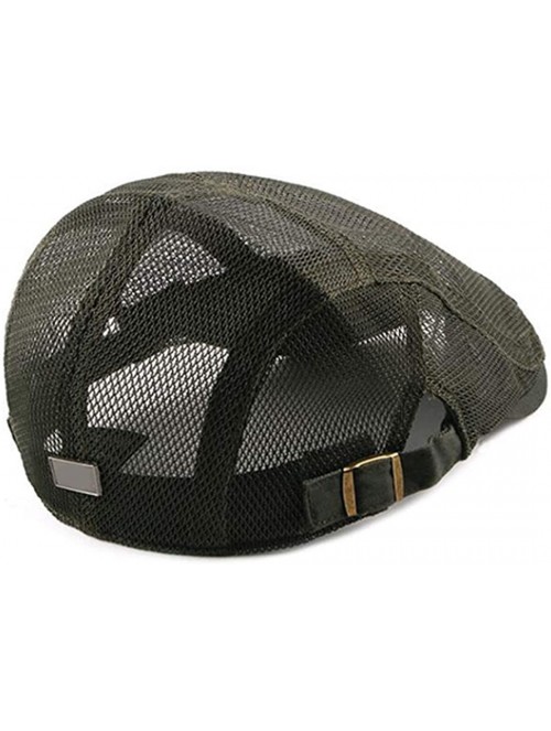 Newsboy Caps Summer Men Women Casual Beret Hat Flat Cap Hat Adjustable Breathable Mesh Caps - Army Green - CJ199I8Z7SA $27.14