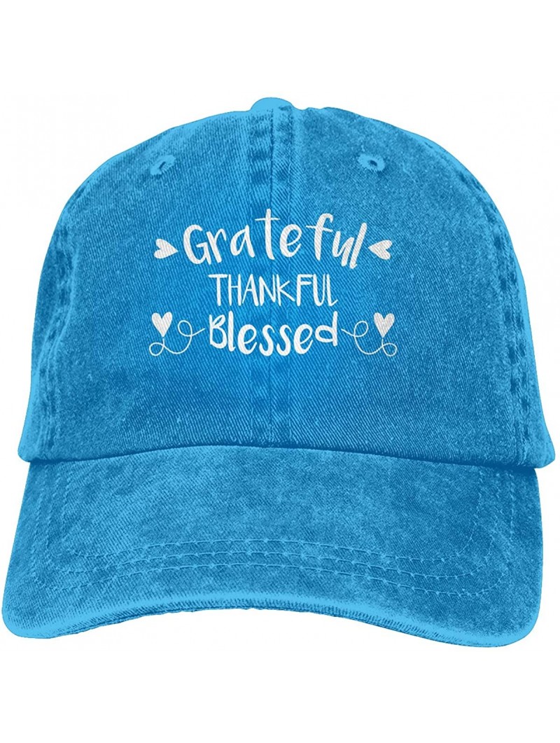 Baseball Caps Men Or Women Adjustable Denim Jeans Baseball Caps Grateful Thankful Blessed Hiphop Cap - Blue - CT18LSS9T95 $18.52