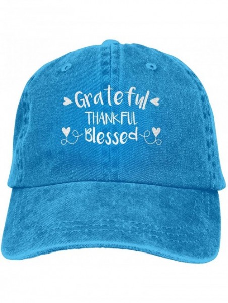 Baseball Caps Men Or Women Adjustable Denim Jeans Baseball Caps Grateful Thankful Blessed Hiphop Cap - Blue - CT18LSS9T95 $18.52