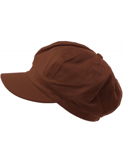 Newsboy Caps Summer 100% Cotton Plain Blank 8 Panel Newsboy Gatsby Apple Cabbie Cap Hat - Brown - C817Y0Y48RA $14.29