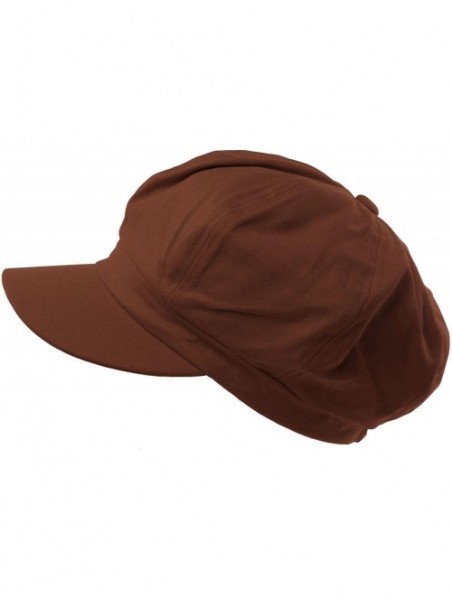 Newsboy Caps Summer 100% Cotton Plain Blank 8 Panel Newsboy Gatsby Apple Cabbie Cap Hat - Brown - C817Y0Y48RA $14.29