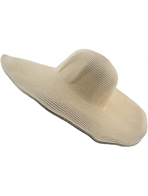 Sun Hats Wide Brim Roll-up Big Beautiful Solid Color Floppy Hat - Beige - CQ194QSY4LI $18.57