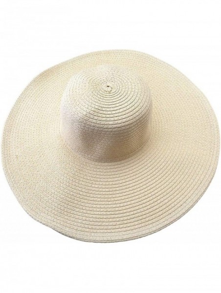 Sun Hats Wide Brim Roll-up Big Beautiful Solid Color Floppy Hat - Beige - CQ194QSY4LI $18.57