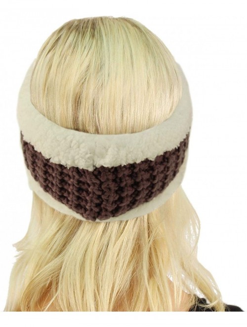 Cold Weather Headbands Winter CC Sherpa Polar Fleece Lined Thick Knit Headband Headwrap Hat Cap - Violet - CL18I577DLW $13.28