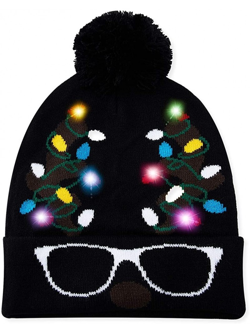 Skullies & Beanies Unisex Ugly LED Christmas Hat Novelty Colorful Light-up Stylish Knitted Sweater Xmas Party Beanie Cap(6 Li...