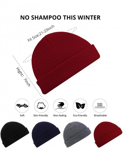 Skullies & Beanies Trawler Beanie Watch Hat Roll up Edge Skullcap Fisherman Beanie for Men Women - Wine Red- Black - CG193LT8...