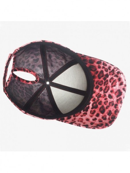 Baseball Caps Womens Girls Leopard Print Baseball Trucker Sport Golf Ponytail Pony Sun Hat Cap - Bwhong - CY18G0S0MSU $17.30