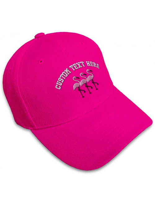 Baseball Caps Custom Baseball Cap Pink Flamingos Embroidery Acrylic Dad Hats for Men & Women - Hot Pink - CZ18SDY3720 $22.01