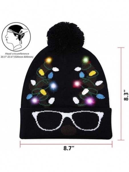 Skullies & Beanies Unisex Ugly LED Christmas Hat Novelty Colorful Light-up Stylish Knitted Sweater Xmas Party Beanie Cap(6 Li...