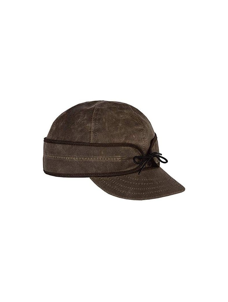 Newsboy Caps Waxed Cotton Cap - Lightweight Fall Hat with Earflaps - Dark Oak - CO18YYDNZ0A $56.39