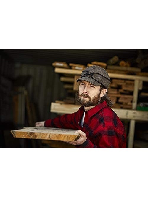 Newsboy Caps Waxed Cotton Cap - Lightweight Fall Hat with Earflaps - Dark Oak - CO18YYDNZ0A $56.39