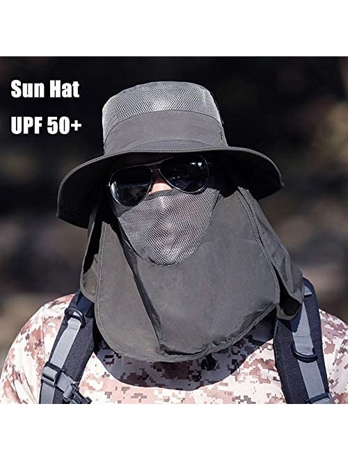 Sun Hats Outdoor Summer Sun Hat- Fashion UV Protection Wide Brim Bucket Hat for Women Men Neck Face Hiking Traveling - CZ196E...