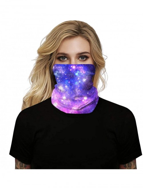 Balaclavas Women's 3D Galaxy Print Multifunctional Headwear Face Mask Headband Neck Gaiter Face Scarf - Galaxy Star Purple - ...