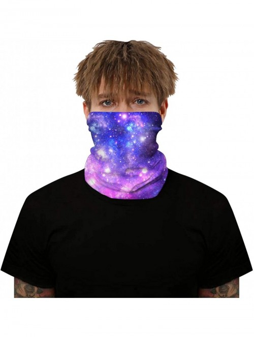 Balaclavas Women's 3D Galaxy Print Multifunctional Headwear Face Mask Headband Neck Gaiter Face Scarf - Galaxy Star Purple - ...