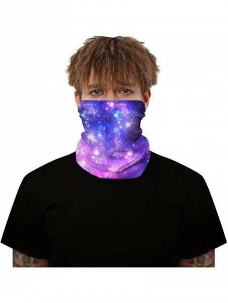 Balaclavas Women's 3D Galaxy Print Multifunctional Headwear Face Mask Headband Neck Gaiter Face Scarf - Galaxy Star Purple - ...