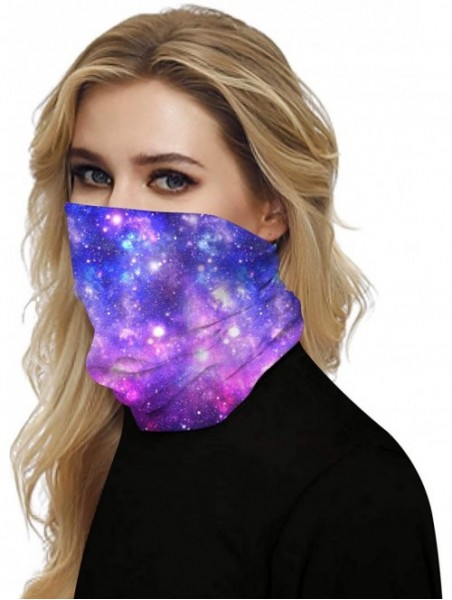 Balaclavas Women's 3D Galaxy Print Multifunctional Headwear Face Mask Headband Neck Gaiter Face Scarf - Galaxy Star Purple - ...