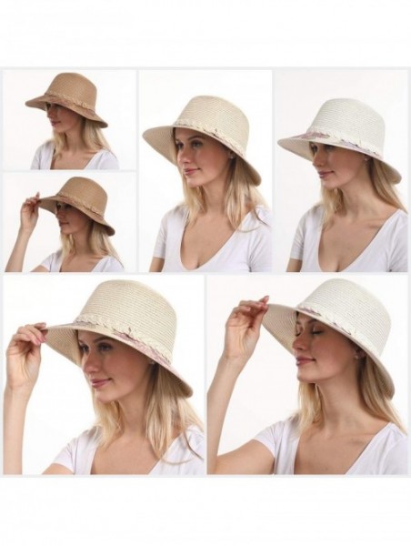 Sun Hats Floral Printed Straw Sun Hat- Bucket Hat- Beach Hat for Women?- Floral Brown- One Size - C5194OS9X24 $20.76