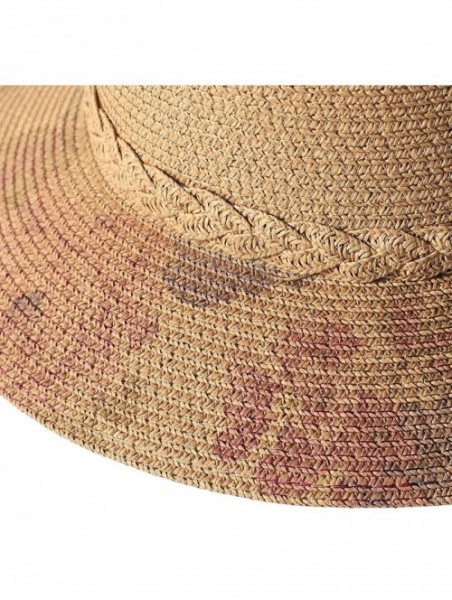 Sun Hats Floral Printed Straw Sun Hat- Bucket Hat- Beach Hat for Women?- Floral Brown- One Size - C5194OS9X24 $20.76