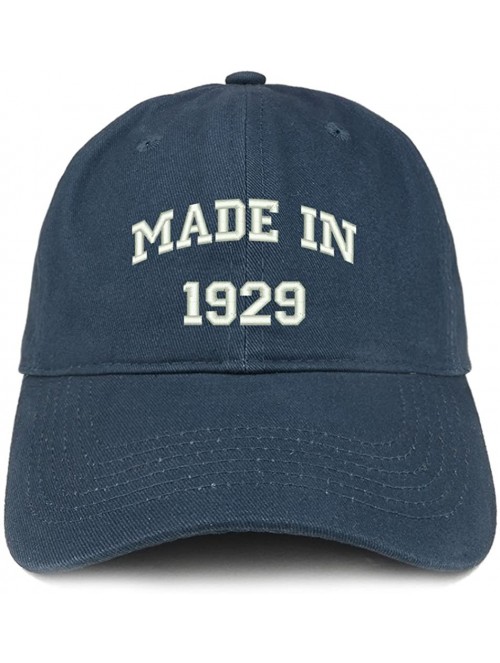 Baseball Caps Made in 1929 Text Embroidered 91st Birthday Brushed Cotton Cap - Navy - C018C9XYS5O $25.14