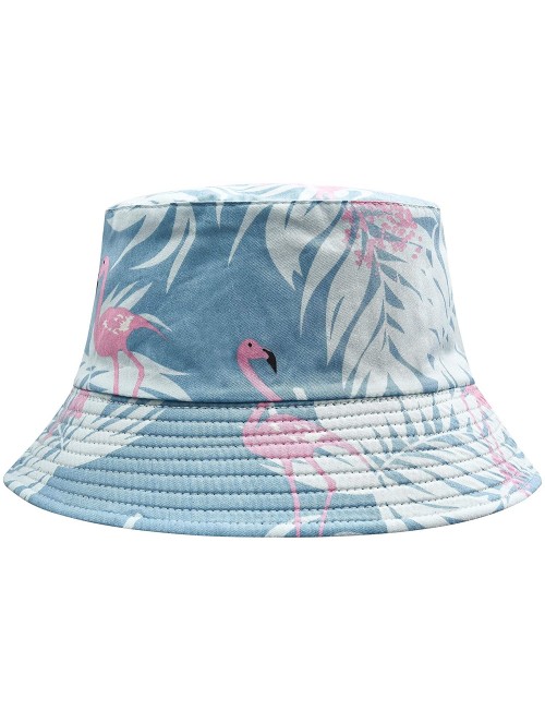Bucket Hats Unisex Cute Unique Print Travel Bucket Hat Summer Fisherman Cap - Flamingos Blue - CB18AOI3L7M $19.58