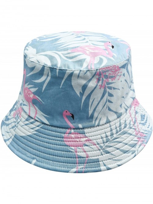 Bucket Hats Unisex Cute Unique Print Travel Bucket Hat Summer Fisherman Cap - Flamingos Blue - CB18AOI3L7M $19.58