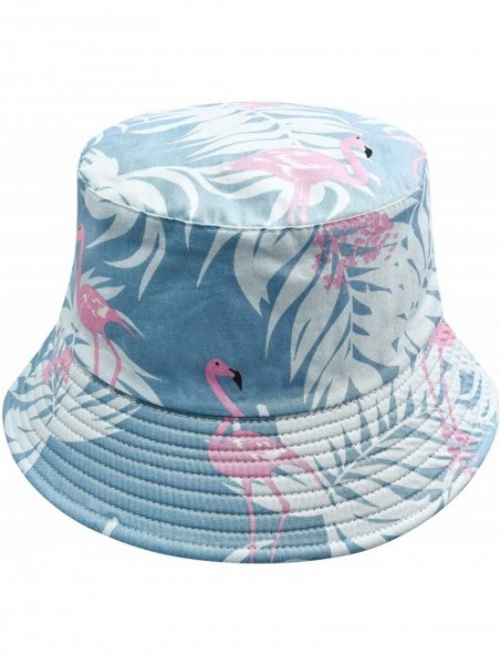 Bucket Hats Unisex Cute Unique Print Travel Bucket Hat Summer Fisherman Cap - Flamingos Blue - CB18AOI3L7M $19.58