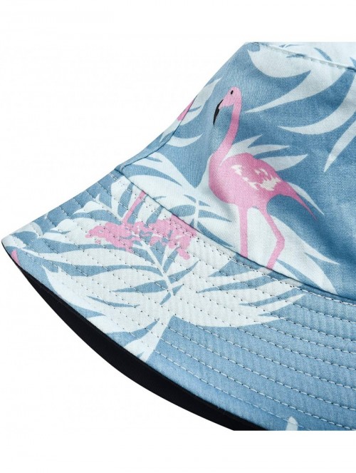 Bucket Hats Unisex Cute Unique Print Travel Bucket Hat Summer Fisherman Cap - Flamingos Blue - CB18AOI3L7M $19.58