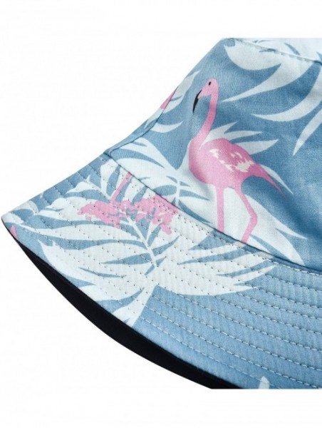 Bucket Hats Unisex Cute Unique Print Travel Bucket Hat Summer Fisherman Cap - Flamingos Blue - CB18AOI3L7M $19.58