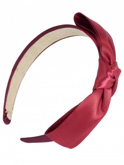 Headbands Girl's Satin Headband - Holiday Ribbon Bow - Burgundy - Burgundy - CP11TL6A0HX $11.89