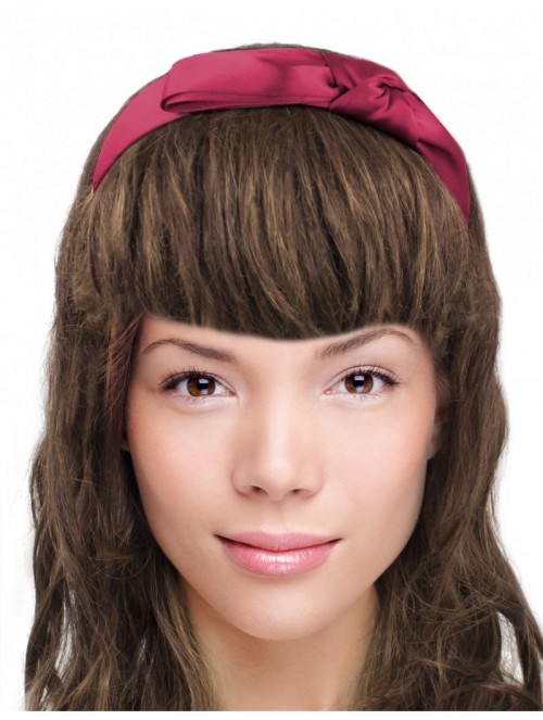 Headbands Girl's Satin Headband - Holiday Ribbon Bow - Burgundy - Burgundy - CP11TL6A0HX $11.89